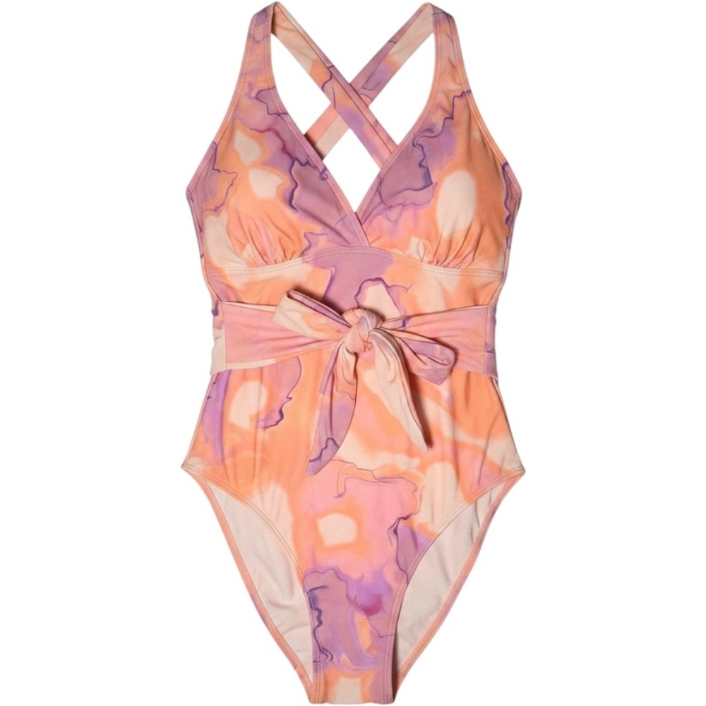 CUPSHE Women's Dream Garden One Piece Swimsuit Halter‎ Neck Ruched Size M NWT